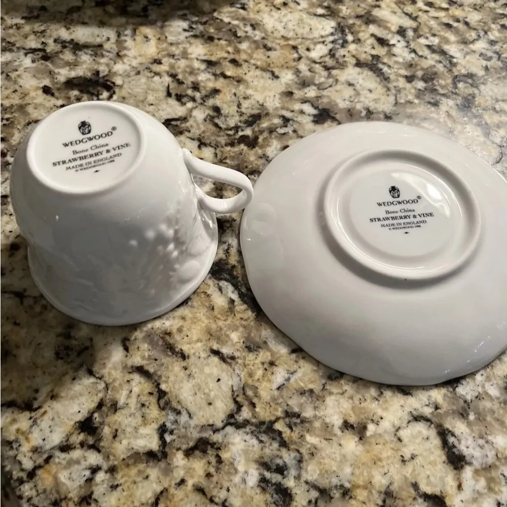 Wedgwood strawberry and vine pattern cup and saucer